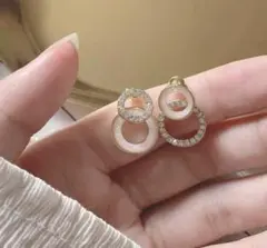 ピアス レディース スクエア クリスタル ブラック トレンディ #C192-1