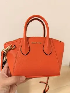 オレンジ レザーミニハンドバッグ