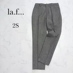 【ラエフ】ストレートパンツ ウール混 スラックス 2S グレー ヘリンボーン