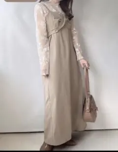 新品未使用　しまむら　ririka カーキ キャミワンピース フロントドレープ