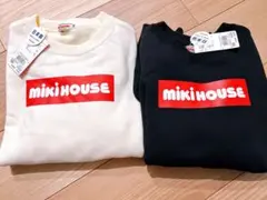 新品タグ付き ミキハウス 150サイズ トレーナー 白と黒 双子 ロゴ