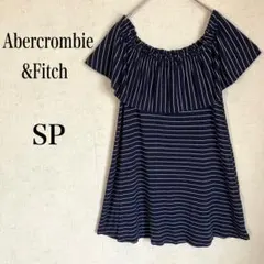 【アバクロンビー&フィッチ】 オフショルボーダーカットソー チュニック ネイビー