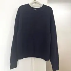 ウール100 プレミアムラムクルーネックセーター　XL ネイビー　紺色