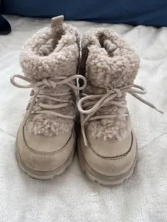【美品】ZARA KIDS ベージュ スエード ファー ブーツ