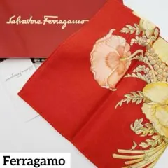 未使用品 Ferragamo フェラガモ ハンカチ 花柄 レッド.のサムネイル