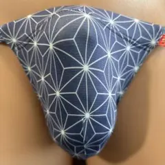 麻の葉紋様黒￼￼￼￼￼猫薄紫（水着系素材）