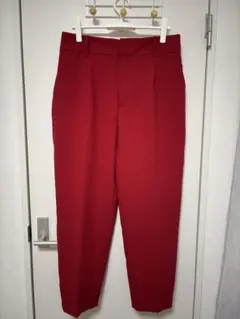 【ほぼ未使用XL】ZARA 鮮やかレッド テーパードパンツ
