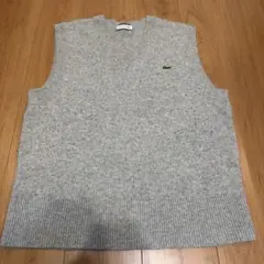 LACOSTE グレー Vネックニット ラコステニットベスト　ラコステベスト