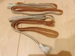 ＊帯締め＊２本セット金色と銀色の編み込み帯締め