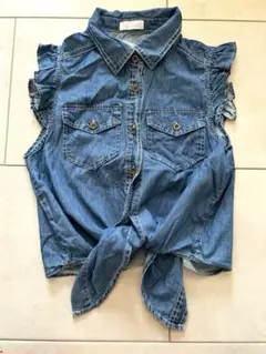 LIZLISA リズリサ デニム風 シャツ フリル ベスト