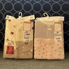 新品未開封　綿100%長袖前開きロンパース80 あったか素材　4枚