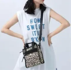 BAYFLOW☆ロゴパイピングスクエアショルダーバッグ　ヒョウ柄