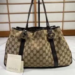 ✨美品✨GUCCI GG トートバッグ キャンバス ブラウン チャーム レザー 