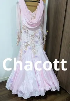 Chacott 社交ダンス スタンダードドレス　桜ピンク 豪華　立体花モチーフのサムネイル