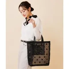 UNTITLED メッシュドット柄トートバッグ 黒のサムネイル