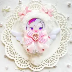 にじぱぺっと ぬい服 着ぐるみ ふわふわ天使しろねこ໒꒱ ピンクチェック①