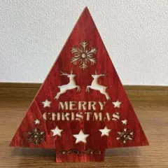 クリスマスツリー ライト 置き型 トナカイ 木製 赤 インテリア 電池式
