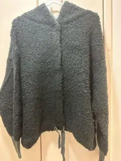 kawai okada ニットフードカーディガン ブラック 3L ar01962