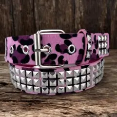 ピンク レオパード スタッズ ベルト y2k グランジ ギャル サブカル パンク