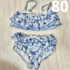 petit main 花柄セパレート水着 80