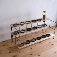 無骨な鉄脚2点1セットT　卓上イベント什器　ローボード 苔玉台