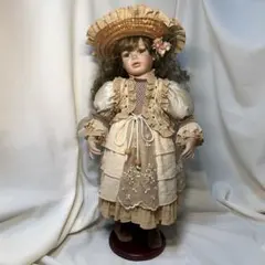 麦わら帽子 レースドレス 60cm インテリアPorcelain Doll