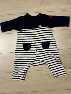 ミキハウス ネイビーと白のストライプロンパース