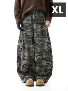 XL y2k ミリタリー　迷彩　バギーパンツ　グランジ　韓国　ユニセックス