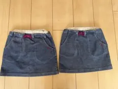 コーデュロイ(グレー) リボンスカート(110) 2点セット