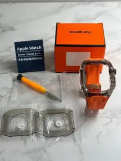 新品開封済 Apple Watchバンド 42/44/45/49mm クリア橙色