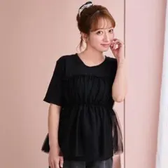 しまむら　アンジュシャルム　辻希美　プルオーバー　ブラック　L