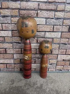 伝統こけし2体セット 宮城県 遠刈田系 我妻吉助 作