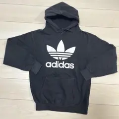 adidas フード付きパーカー ダークグレー　アディダス