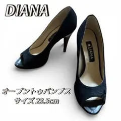 美品⭐︎DIANA ダイアナ オープントゥ パンプス 黒 花柄 23.5cm