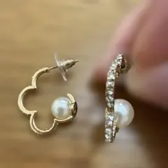 お花形フープピアス パール付き