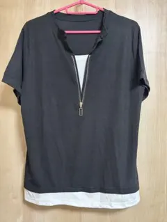 ジッパー付きカジュアル半袖シャツ