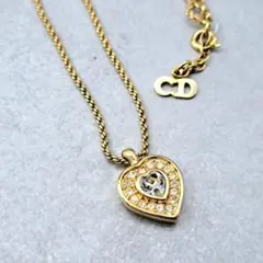 美品 Dior ディオール ネックレス ゴールド ハート ラインストーン