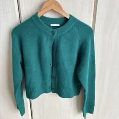 GU グリーン カーディガン Mサイズ　短丈