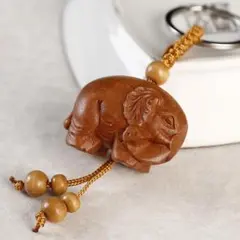 桃の木 象 キーホルダー
