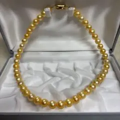 照りの美しいゴールド淡水パールネックレス(42センチ、クラスプ含む.sv925)