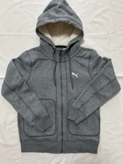 PUMA グレー フード付きパーカー（裏起毛）ユニセックスXS