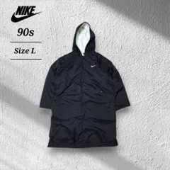 90sNIKEナイキデッドストックベンチコート裏ボア白タグ刺繍ロゴスウッシュ黒L