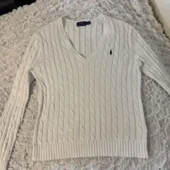 【美品】ポロラルフローレン Vネック ケーブルニット M