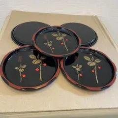 花模様皿五枚セット　菓子器