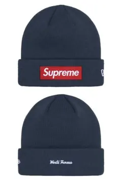 Supreme New Era Box Logo Beanie ネイビー