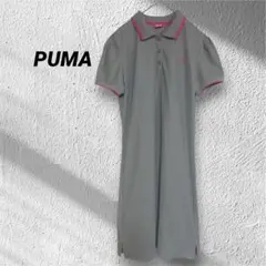 PUMA プーマ ポロワンピース グレー×ピンク XL相当 スポーツ ゴルフ