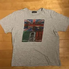グレー グラフィックプリント Tシャツ LL