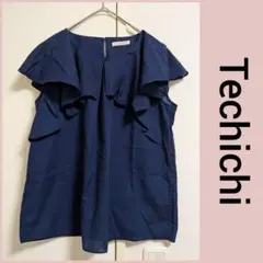 Techichi フリルスリーブ ラッフル ブラウス ネイビー