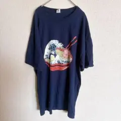 フルーツオブザルーム 浮世絵柄 半袖Tシャツ クルーネック L 紺 綿 街着のサムネイル