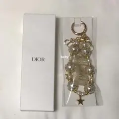 ディオール ノベルティ ロゴキーホルダー キーリング チャーム パール/星